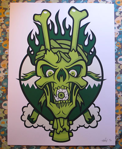 evoker metalhead print glow in the dark painting